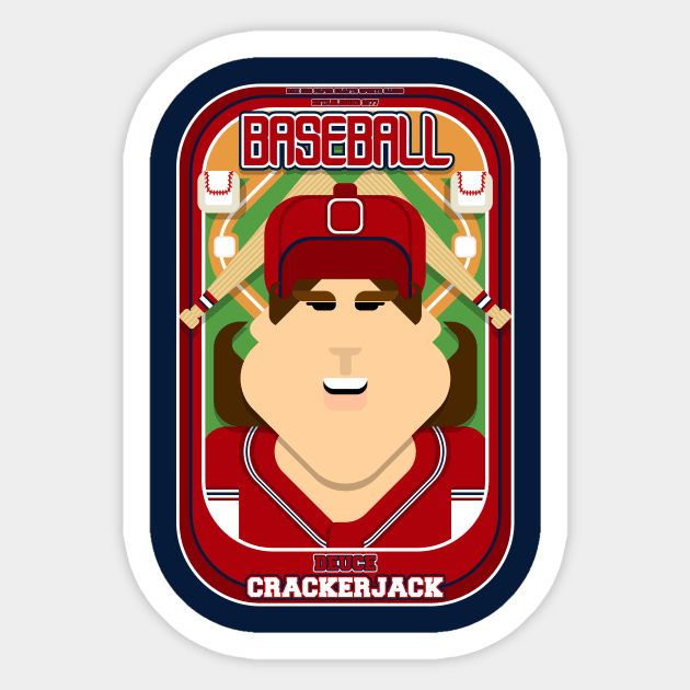 Baseball Red Blue White - Deuce Crackerjack - June version Sticker by Boxedspapercrafts